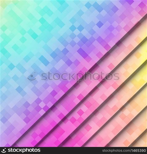Abstract 3D striped geometric square pattern colorful background. Vector illustration