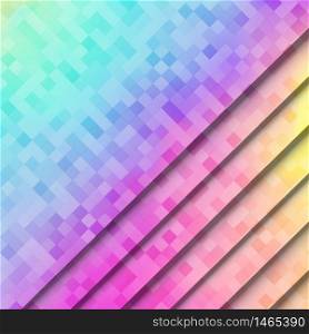 Abstract 3D striped geometric square pattern colorful background. Vector illustration