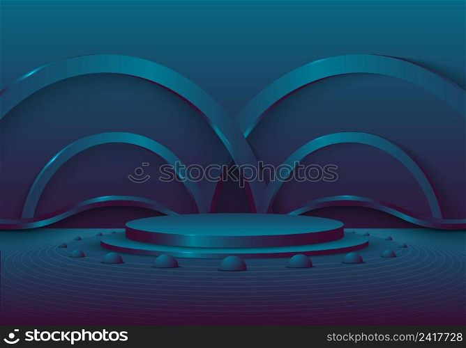 Abstract 3D studio gradient color tech design decorative artwork. Display style of modern geometric background. Illustration vector