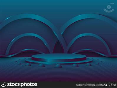 Abstract 3D studio gradient color tech design decorative artwork. Display style of modern geometric background. Illustration vector