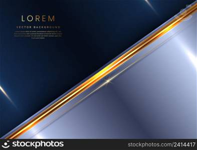 Abstract 3d template diagonal soft purple with gold lines diagonal on dark blue background. Luxury concept with copy space for text. Vector illustration