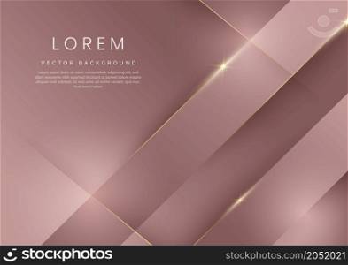 Abstract 3D template rose gold gradient geometric diagonal overlapping with golden lines. Luxury modern. You can use for ad, poster, template, business presentation. Vector illustration