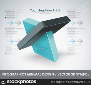 Abstract 3d vector symbol design template. Creative Business innovation concept icon.