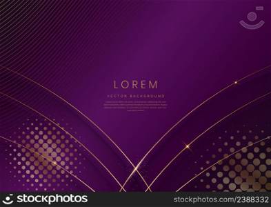 Abstract 3d violet curved layers background with lighting effect and sparkle with copy space for text. Luxury design style. Vector illustration
