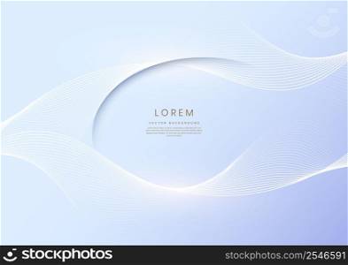 Abstract 3D wave lines dynamic on light blue background. Vector illustration