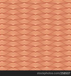 Abstract 3D wave pattern copper color background. Tracery lines. Vector illustration