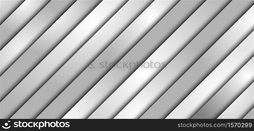Abstract 3D white and gray diagonal stripe layer paper overlay pattern background and texture with space for your text. Vector illustration