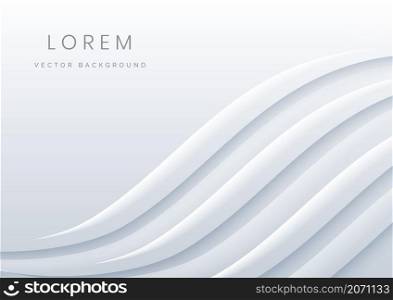Abstract 3D white and grey wave line layer background with space for text. You can use for ad, poster, template, business presentation. Vector illustration