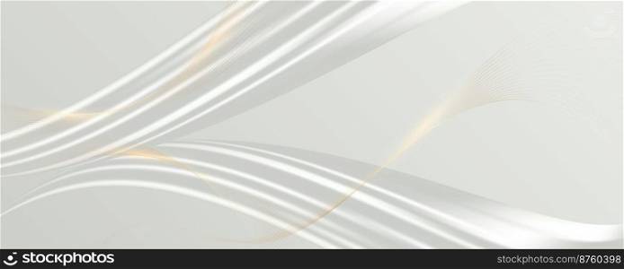 Abstract 3d white background with golden lines