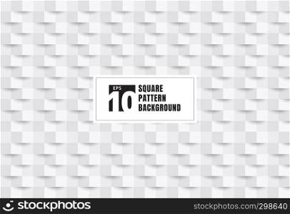 Abstract 3D white paper art style texture and background. Geometric squares pattern with shadow. You can use for cover design, book, brochure, presentation. poster, cd, flyer, website, etc. Vector illustration