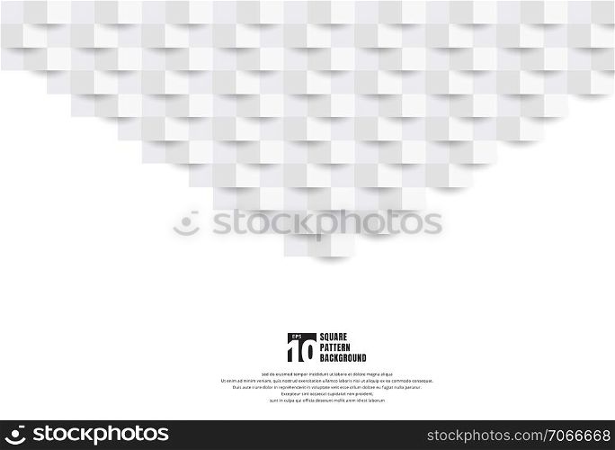 Abstract 3D white paper art style texture and background with copy space. Geometric squares pattern with shadow. You can use for cover design, book, brochure, presentation. poster, cd, flyer, website, etc. Vector illustration