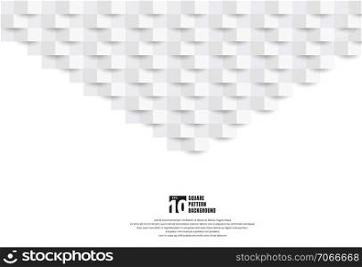 Abstract 3D white paper art style texture and background with copy space. Geometric squares pattern with shadow. You can use for cover design, book, brochure, presentation. poster, cd, flyer, website, etc. Vector illustration