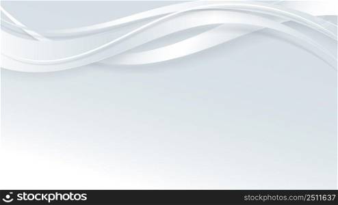 Abstract 3D white ribbon wave curved lines on gray background with space for your text. Vector illustration