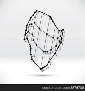 Abstract 3D wireframe shape with connected balls structure