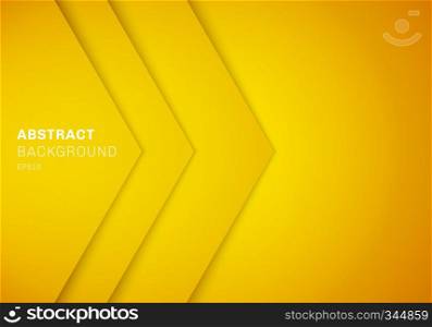 Abstract 3D yellow triangle with overlap paper layer gradient color with copy space background. Vector illustration