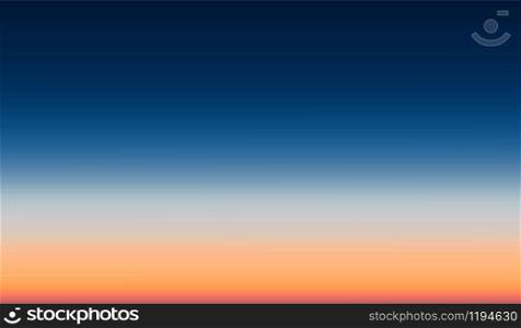 Abstract aerial panoramic view of sunrise gradient mesh over ocean. Nothing but sky and water. Beautiful serene scene. Vector illustration