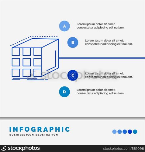 Abstract, aggregation, cube, dimensional, matrix Infographics Template for Website and Presentation. Line Blue icon infographic style vector illustration. Vector EPS10 Abstract Template background