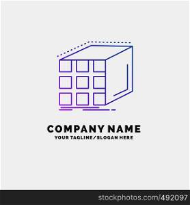 Abstract, aggregation, cube, dimensional, matrix Purple Business Logo Template. Place for Tagline. Vector EPS10 Abstract Template background
