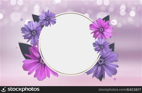 Abstract Anemone Flower Realistic Vector Frame Background. EPS10. Abstract Anemone Flower Realistic Vector Frame Background