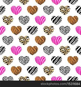 Abstract animal print in heart shape. Wild animals seamless pattern. background texture. Modern abstract design for paper, cover, fabric and interior decoration.