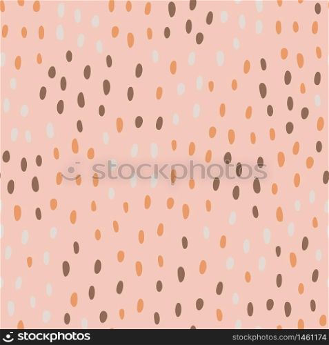 Abstract animals spot seamless pattern. Random polka dots shapes endless wallpaper, Cute dottes background. Design for fabric, textile print, wrapping paper, cover. Vector illustration. Abstract animals spot seamless pattern. Random polka dots shapes endless wallpaper, Cute dottes background.