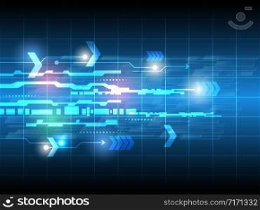 Abstract arrow speed technology and telecommunication blue background