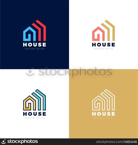 Abstract arrows Real estate house vector logo icon design template elements.