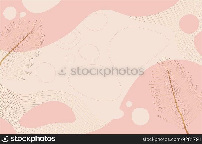 Abstract art background vector. Luxury minimal style wallpaper with golden line art botanical leaves, Organic shapes. Vector background for banner, poster, Web and packaging.. Gold leaf abstract background