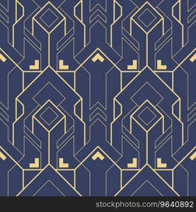 Abstract art deco geometric tiles pattern on blue Vector Image