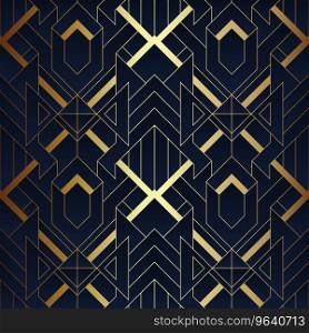 Abstract art deco seamless blue and golden Vector Image
