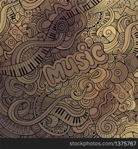 Abstract art decorative doodles musical vector background. Vector doodles musical background