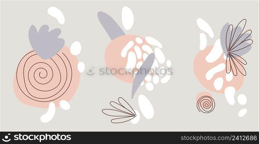 Abstract art design element collection. Hand drawn shapes and line elements. Minimalist vector illustration.. Abstract art design element collection. Hand drawn shapes and line elements.