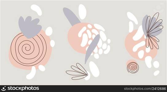 Abstract art design element collection. Hand drawn shapes and line elements. Minimalist vector illustration.. Abstract art design element collection. Hand drawn shapes and line elements.