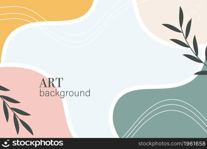 Abstract art line drawing background. Neutral continuous minimal vector banner template. Pastel colors floral design. Vector illustration.. Abstract art line drawing background. Neutral continuous minimal vector banner template.