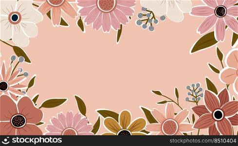 Abstract art nature background vector. Trendy plants frame. design background color flowers, decorative beautiful garden. Botanical leaves and floral pattern design for summer sale banner. Abstract art nature background vector. Trendy plants frame. design background color flowers, decorative beautiful garden. Botanical leaves and floral pattern design for summer sale banner.