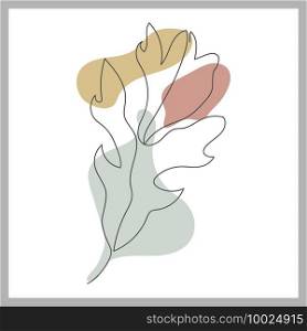 Abstract art of flower design. A minimalist linear style for prints, paintings, banners, covers, interiors, and textiles. Flat vector design EPS 10.