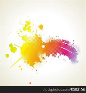 Abstract artistic Background with floral element and colorful blots. ink splattered background