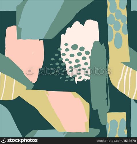 Abstract artistic seamless pattern with trendy hand drawn textures, spots, brush strokes. Modern abstract design for paper, cover, fabric, interior decor and other users.. Abstract artistic seamless pattern with trendy hand drawn textures, spots, brush strokes.