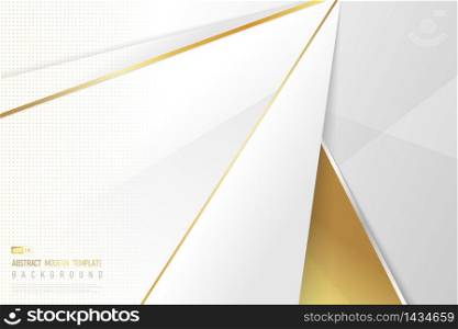 Abstract artwork of golden design with gradient white template decorate with halftone background. Use for ad, poster, artwork, template design, print. illustration vector eps10