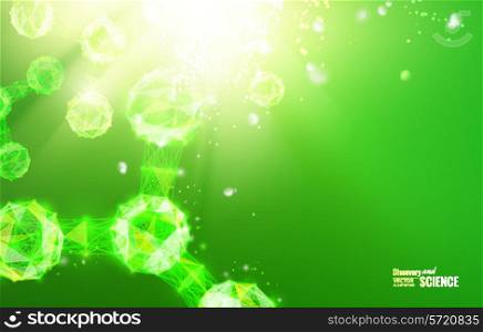 Abstract atom with lines and triangles poligons design. Vector illustration.