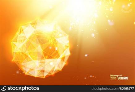 Abstract atom with lines and triangles poligons design. Vector illustration.