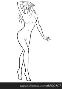Abstract attractive young graceful women, vector outline