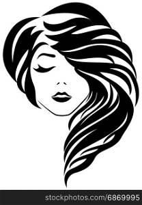 Abstract attractive young lady with closed eye and stylish gorgeous hair, vector illustration isolated on the white background