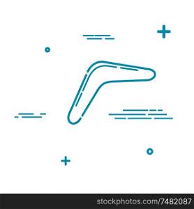 Abstract Australian boomerang on a white background. Linear trend boomerang icon in line style. Vector illustration