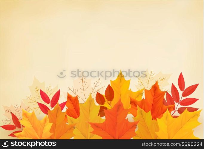 Abstract autumn background with colorful leaves. Vector illustration.