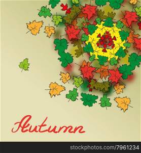 Abstract autumn background with patterns of leaves with space for text
