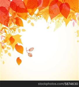 Abstract autumn background with red and orange falling leaves