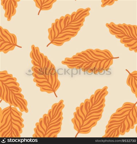 Abstract autumn leaves seamless pattern. Simple botanical leaf background. Retro decorative backdrop for fabric design, textile print, wrapping. Vector illustration. Abstract autumn leaves seamless pattern. Simple botanical leaf background.
