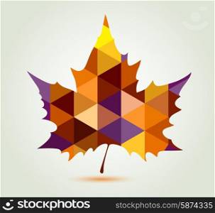 Abstract autumn maple leaf with polygonal ornament