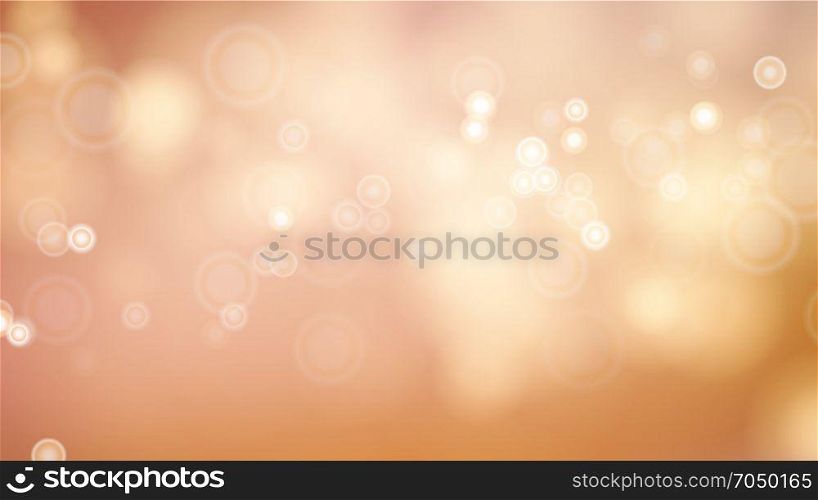 Abstract Autumn Nature Background Vector. Blurred Warm Bokeh Background. Orange Sweet Bokeh Out Of Focus Background Vector. Abstract Lights On Gold Bokeh Blurred Background.